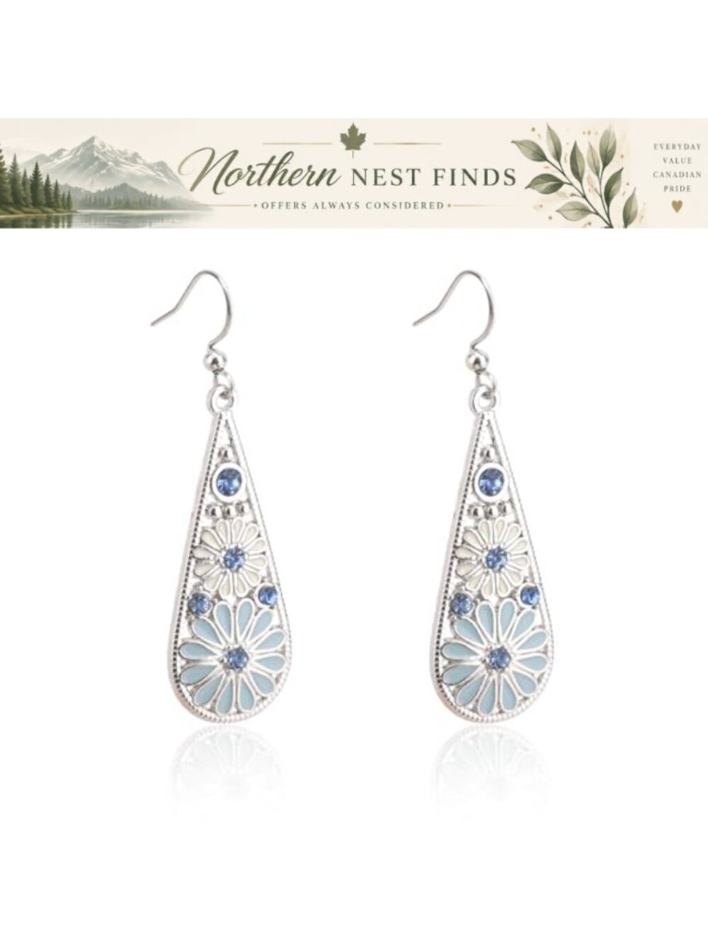 Bohemian Tribal Teardrop Dangle Earrings Zinc Alloy Rhinestone Hook